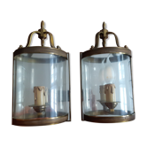 Brass half-moon wall light