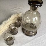 Carafe en verre fumé avec ses 4 verres
