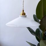 Vintage flat opaline pendant light from the 40s and 50s - medium model - 2 copies available