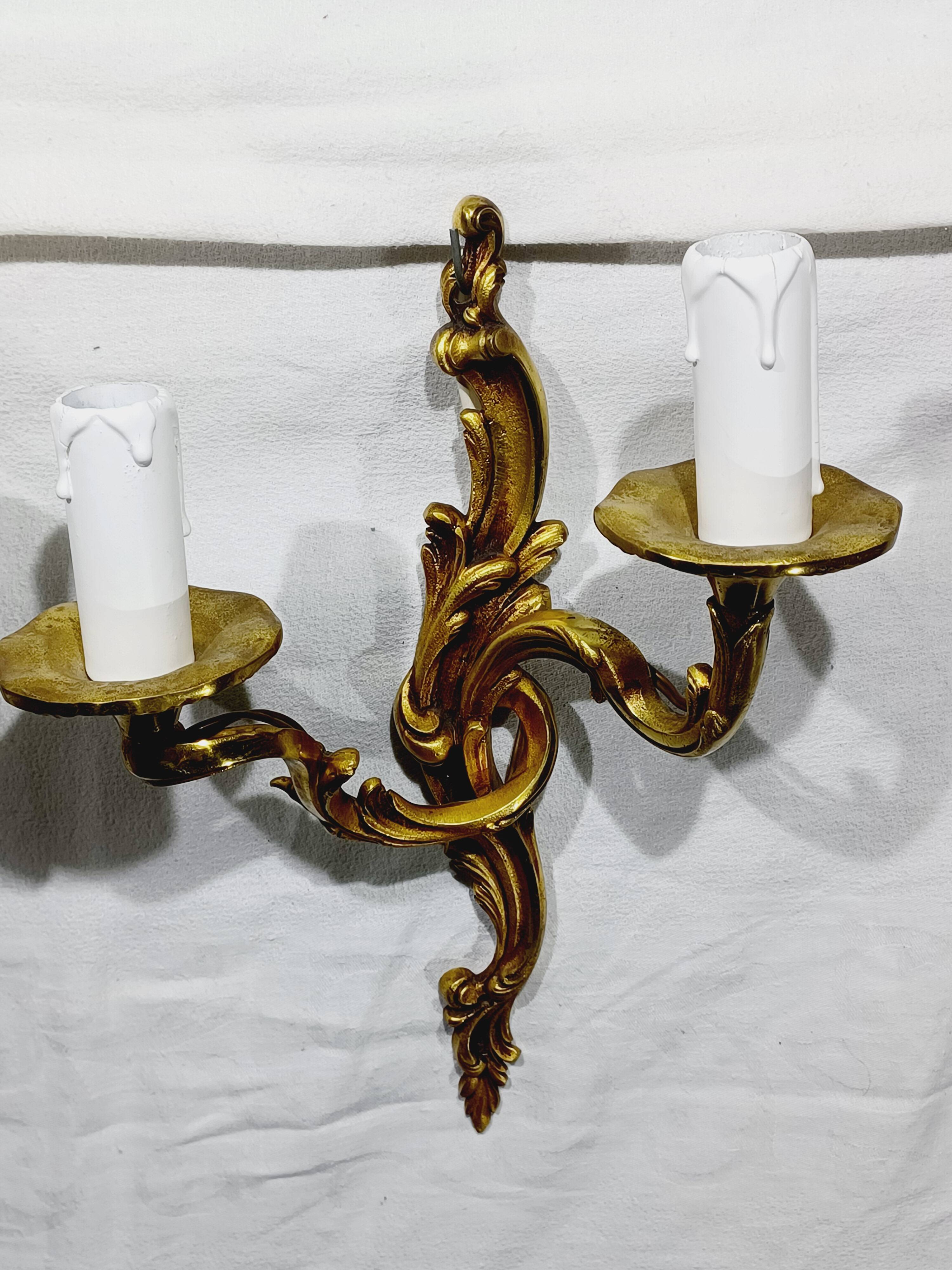 Bronze wall light triplet