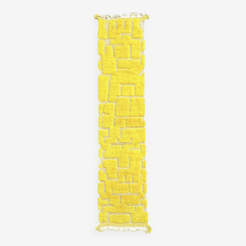 Tapis berbere couloir jaune beni ouarain en laine 80x370 cm