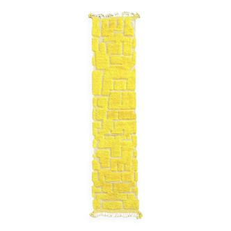 Tapis berbere couloir jaune beni ouarain en laine 80x370 cm