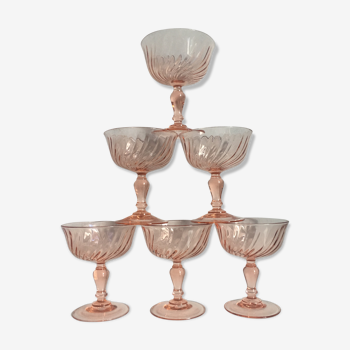 6 beautiful champagne cups Rosaline arcoroc luminarc