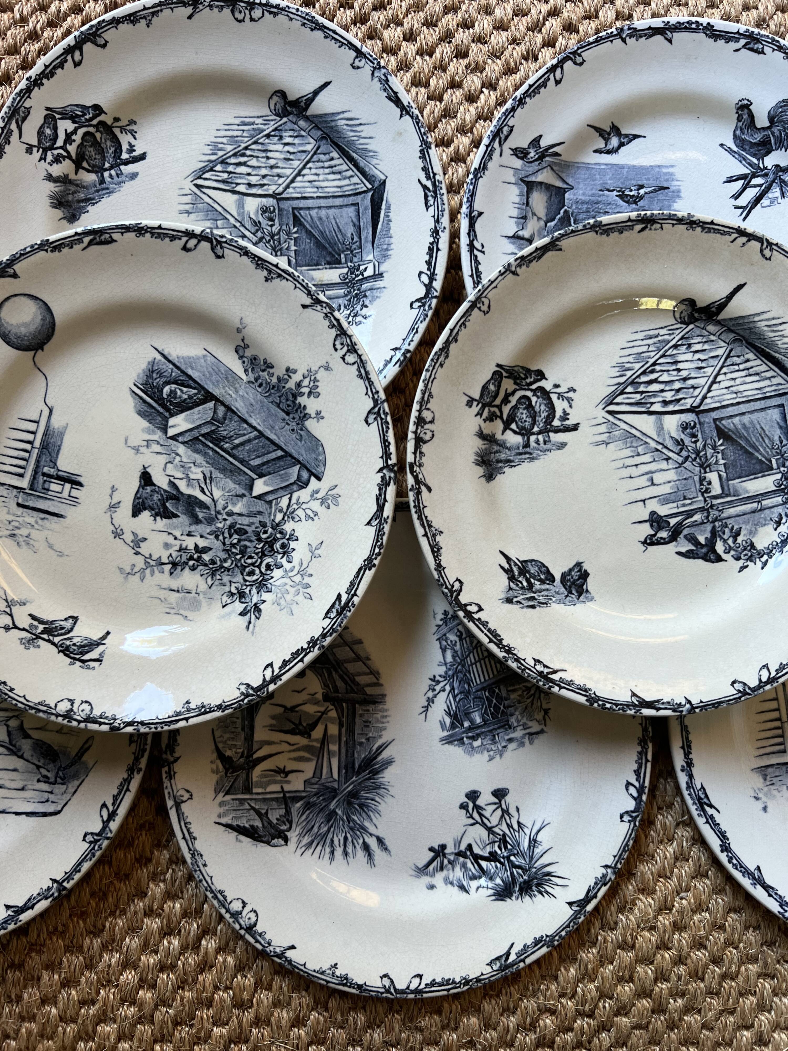 Plates Choisy Le Roi 19th in iron earth, country décor