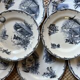 Plates Choisy Le Roi 19th in iron earth, country décor