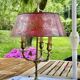 Bronze-gilt bouillotte lamp XIXth century with a tin shade featuring Japonese decoration.