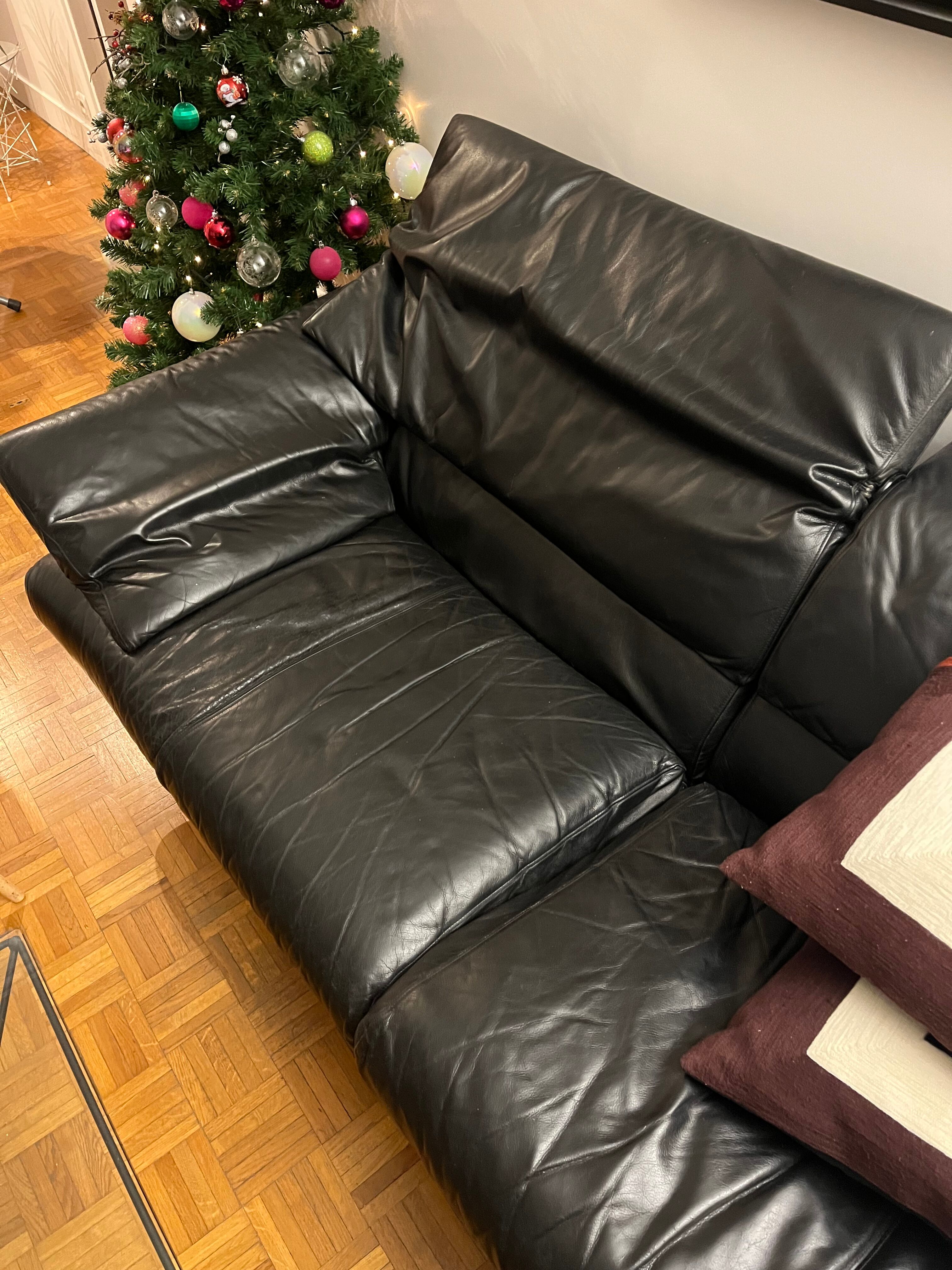 Canapé Cuir noir Alanda de Paolo Piva pour B&B Italia