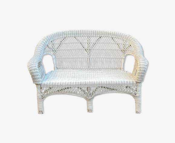 Canapé banquette en rotin vintage