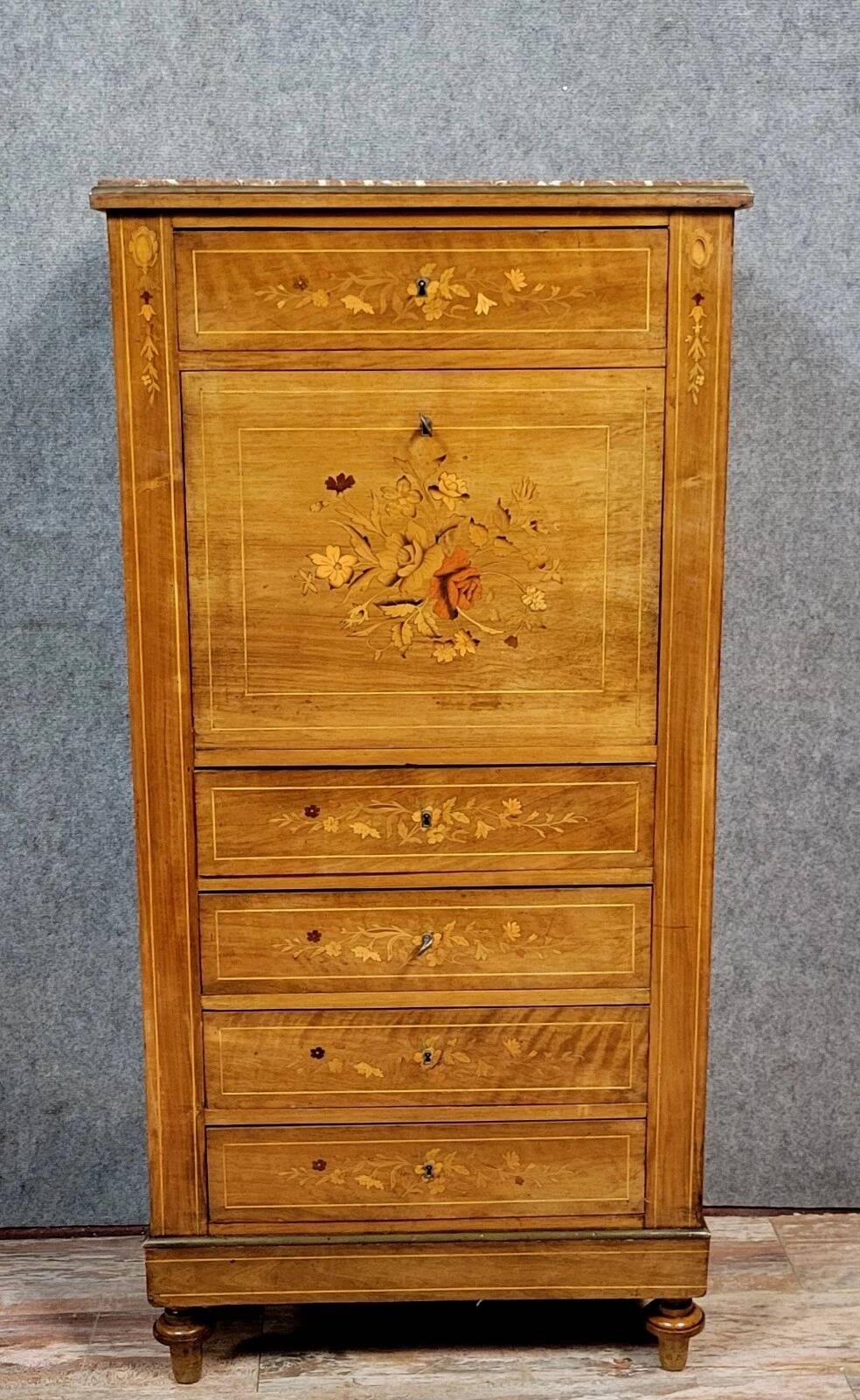 Napoleon III period secretary in precious wood marquetry circa 1850