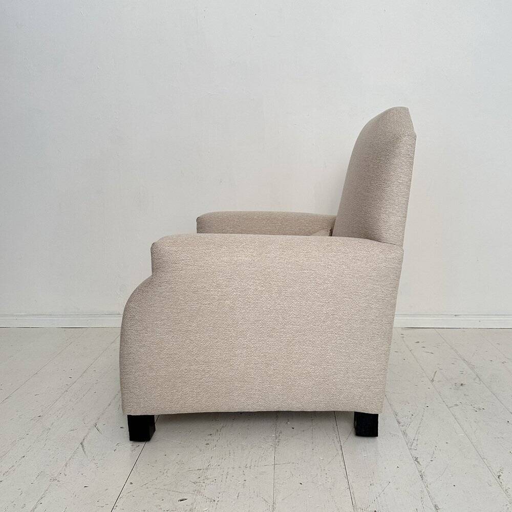 Vintage German Art Deco Armhair in White Fabric, 1920s