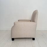 Vintage German Art Deco Armhair in White Fabric, 1920s