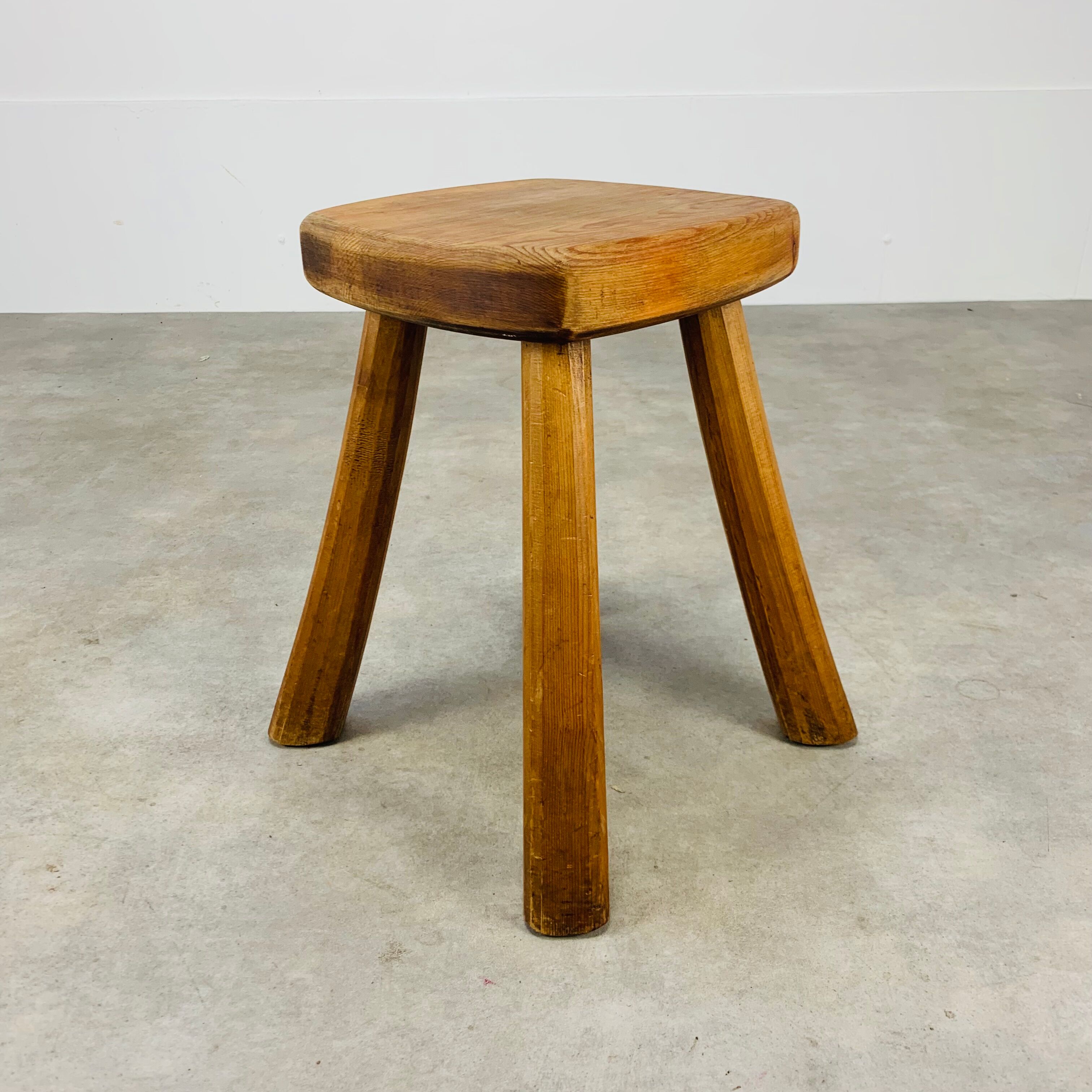 Brutalist stool solid wood deco chalet