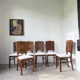Set 6 chaises art déco chêne 1940