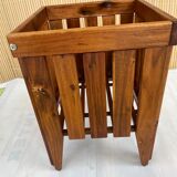 Tabouret, panier linge vintage en bois