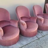 Série de 4 Fauteuils crapauds en velours ancien 1930s