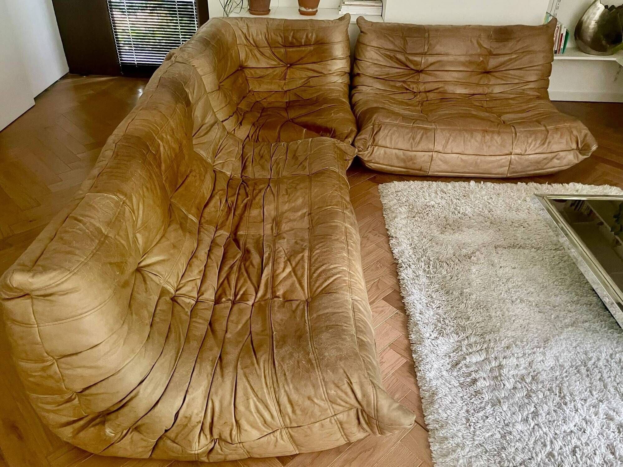 Authentic Togo sofa - cognac leather