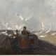 Original Mid Century Swedish Oil on Canvas – Tractor by Evert Färhm