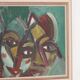 Original Swedish Oil on Canvas “Faces” by Eyvind Olesen Vintage & Framed