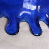 Blue glass salad bowl