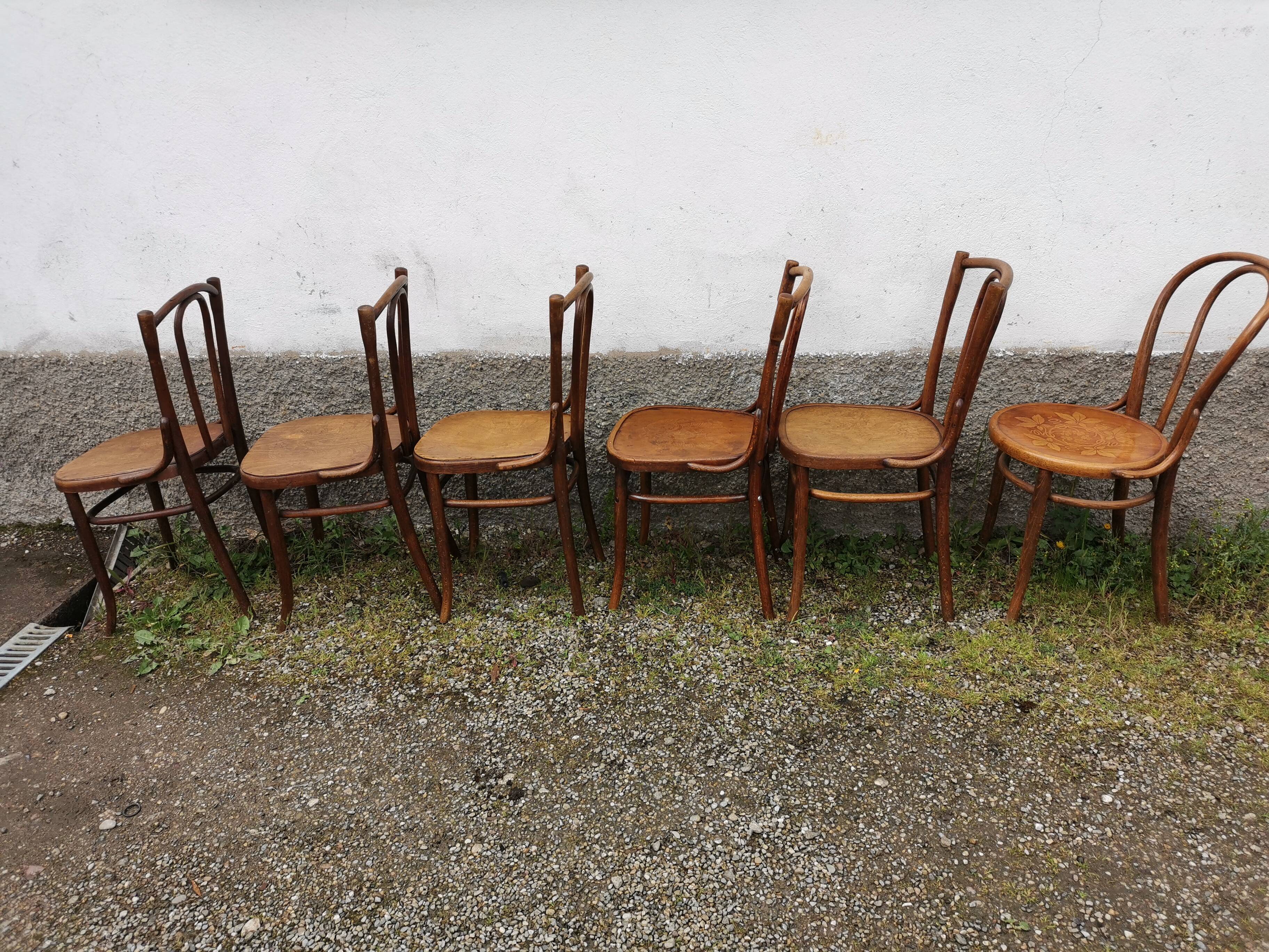 Lot de six chaises bistrot bois tourné Fischel Luterma