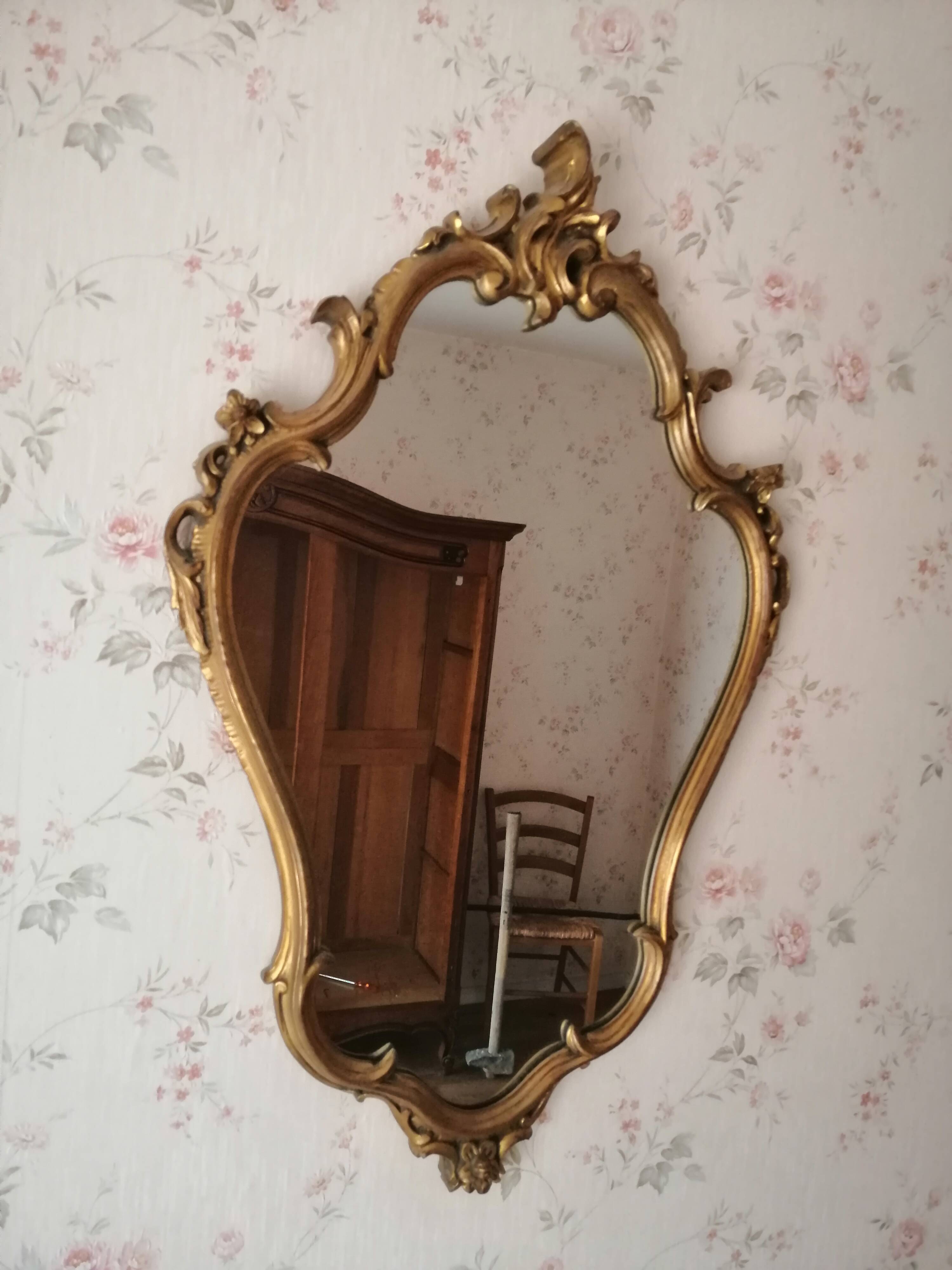 Baroque mirror carved wood  84x54cm