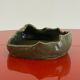 Vintage ceramic asymmetrical bowl in olive green
