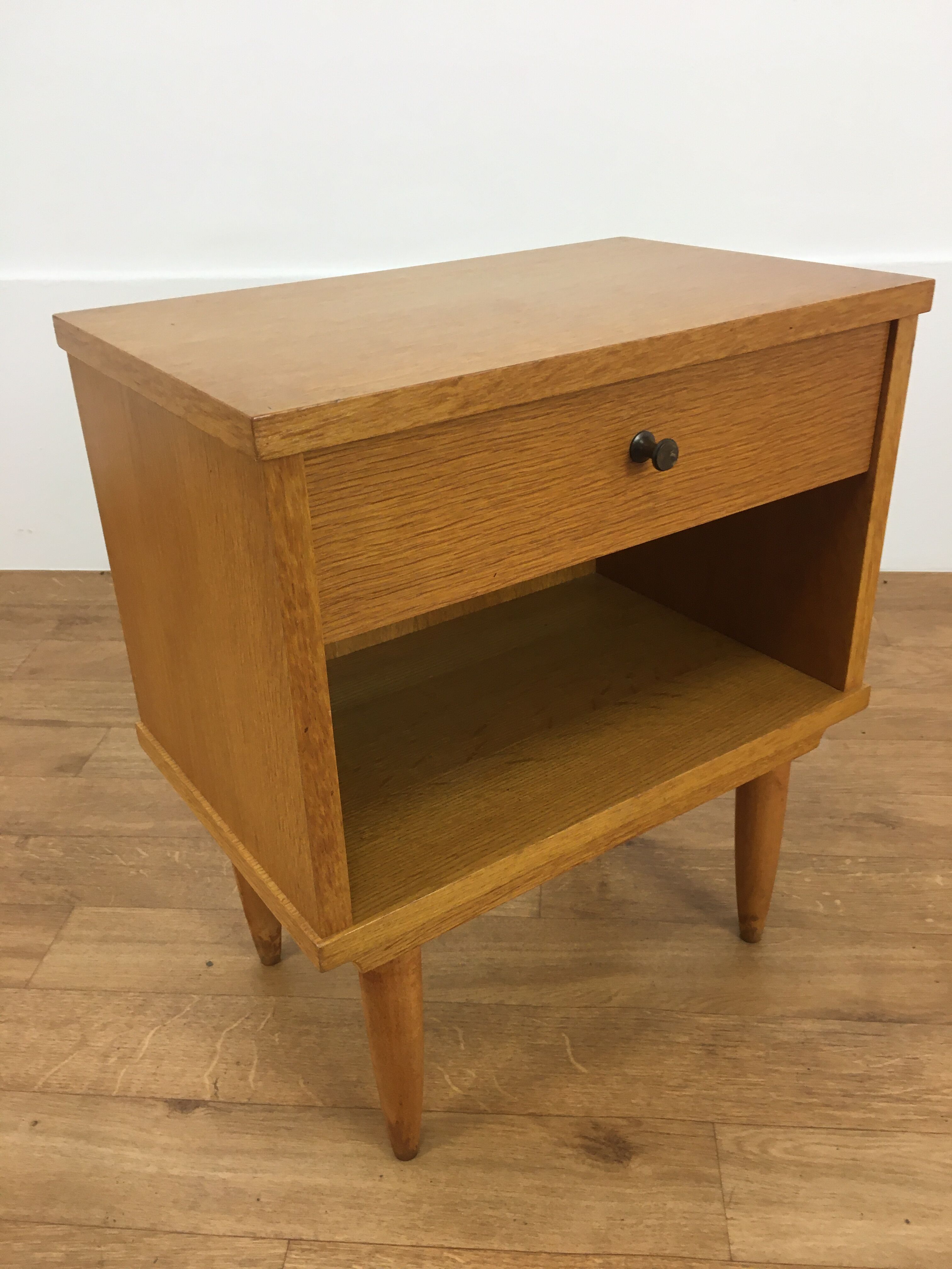 Scandinavian bedside vintage blond wood 1 drawer