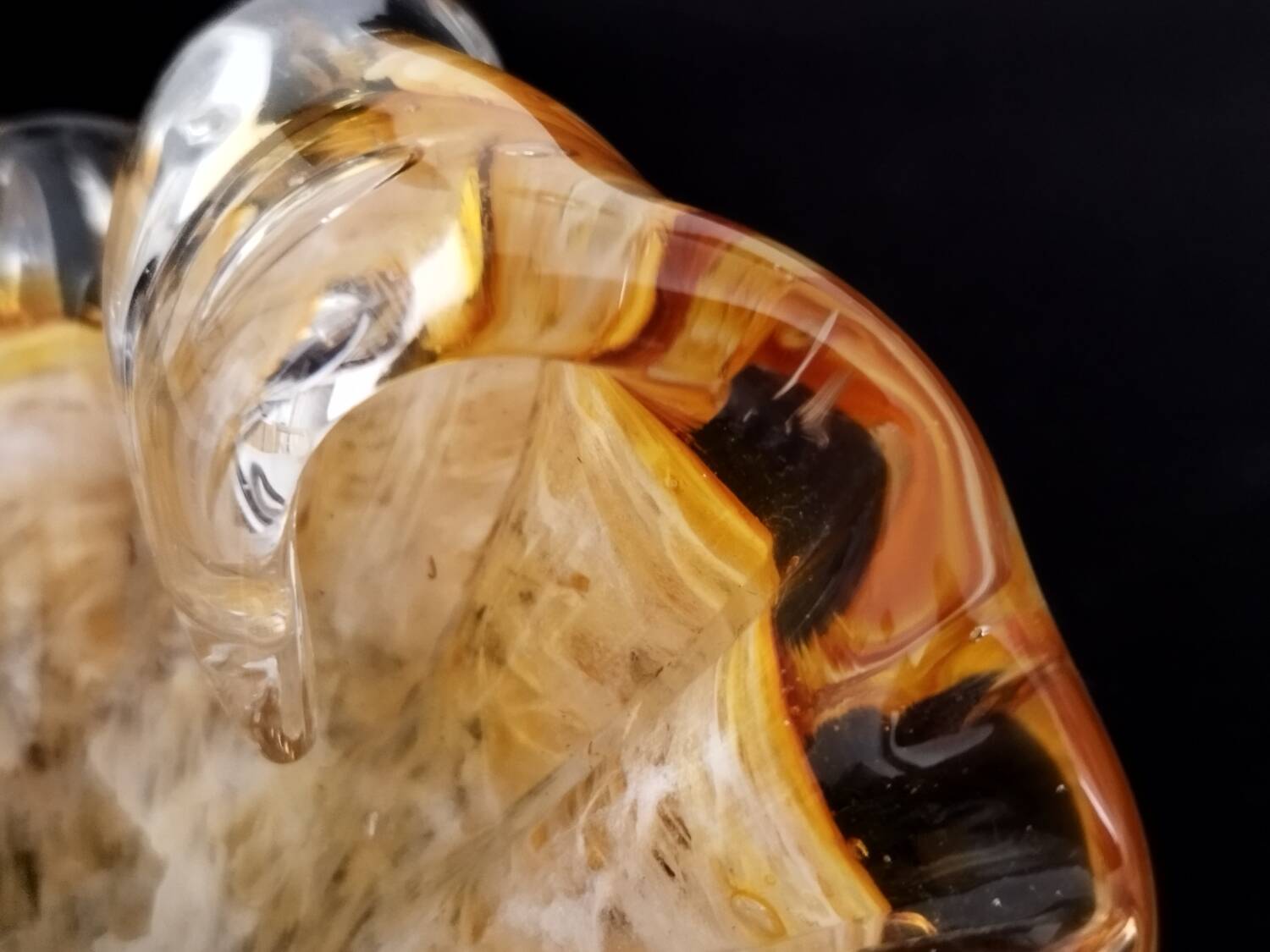 Empty Pocket Ashtray Murano Glass Amber Shell