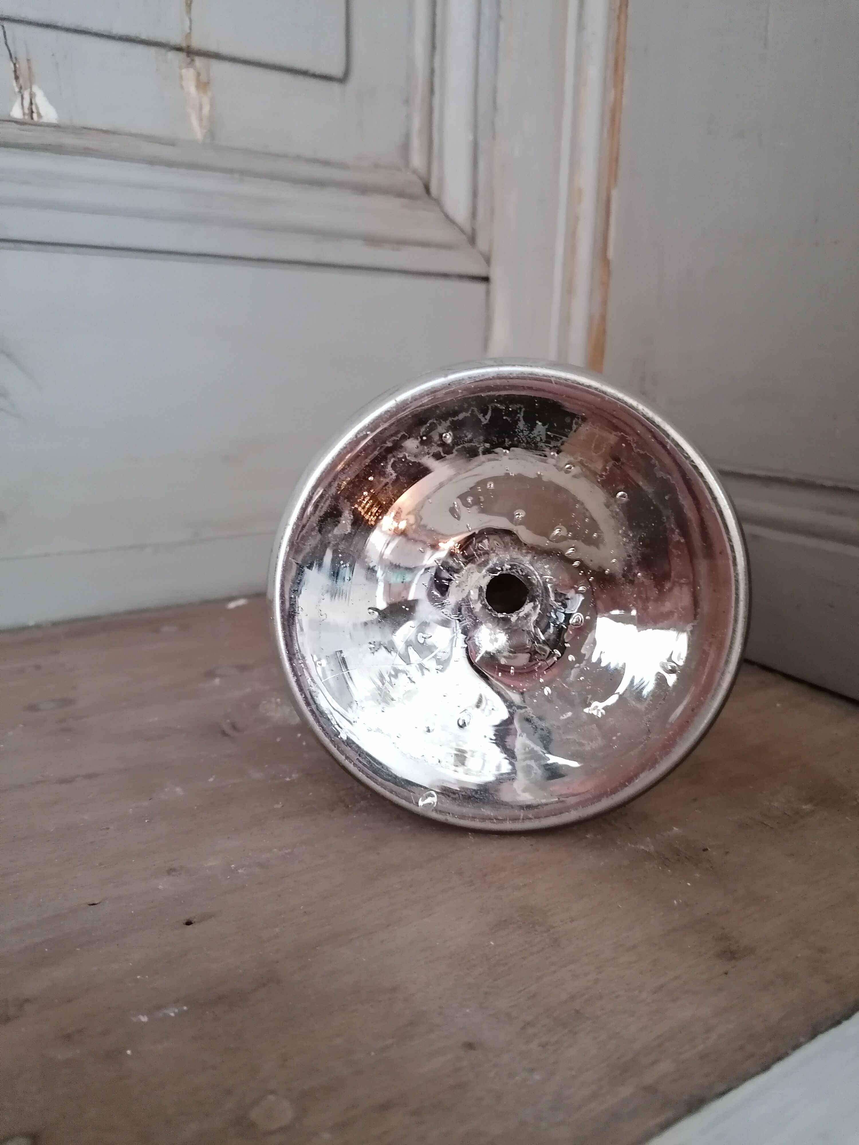 Mercurized glass candle holder