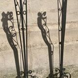 Paire de pieds de lampe en fer forgé