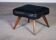 Mid-Century Teak Stool with Black Leather Seat, Denmark, 1960s