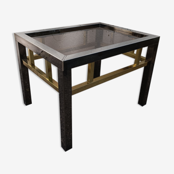 80' vintage chrome brass coffee table