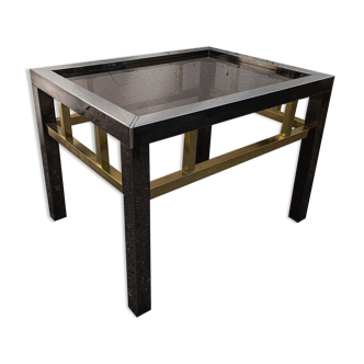 80' vintage chrome brass coffee table