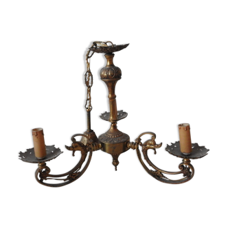 Lustre métal à 3 feux, aux motifs de Dauphins