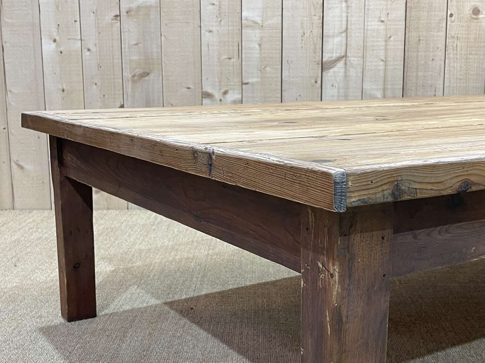 Large 1930s pitch pine coffee table