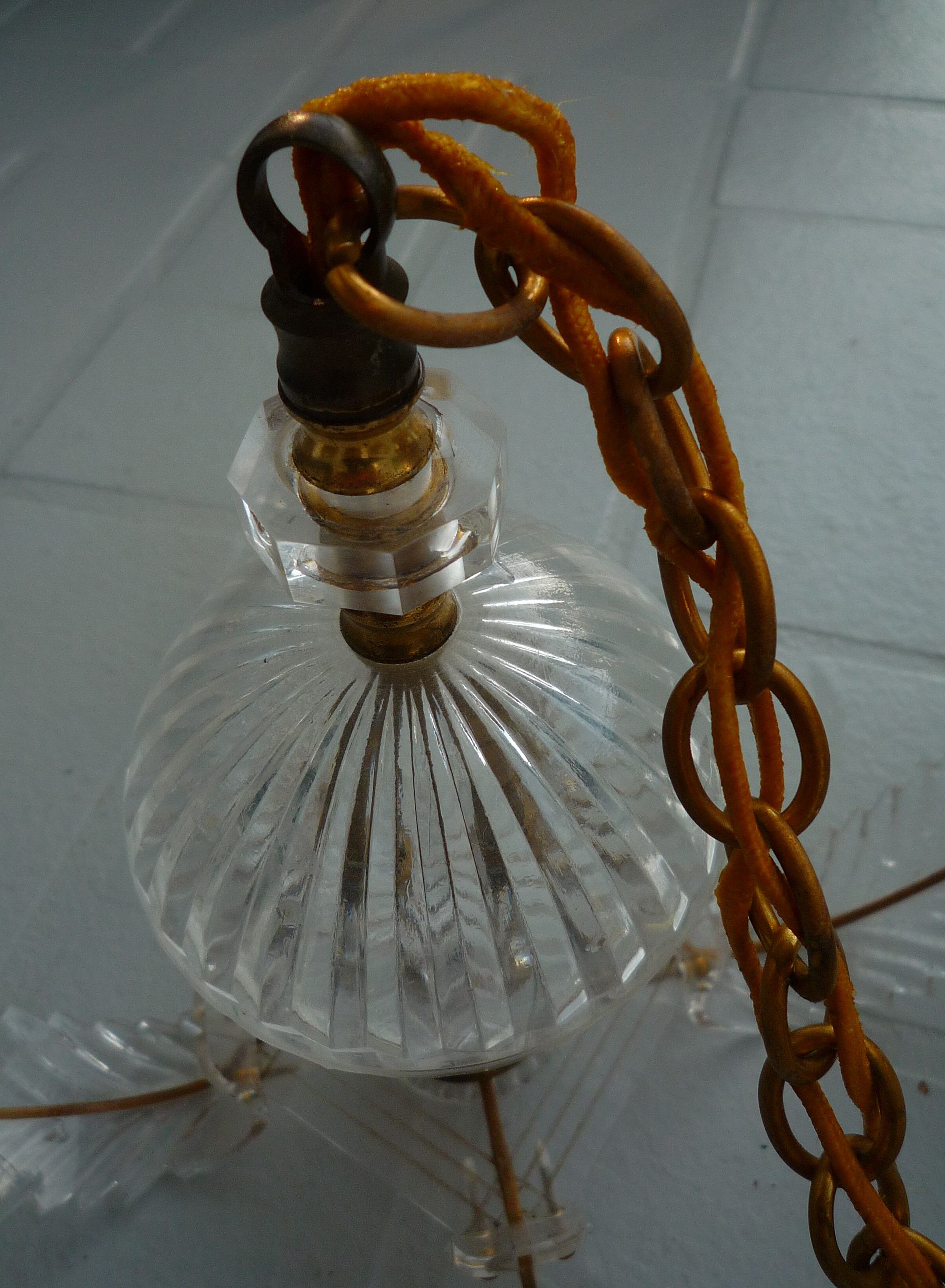 Suspension lamp 4 burners, plexiglass baroque style vintage 50-60s