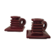 Pair of art deco candlesticks in bordeaux ceramics