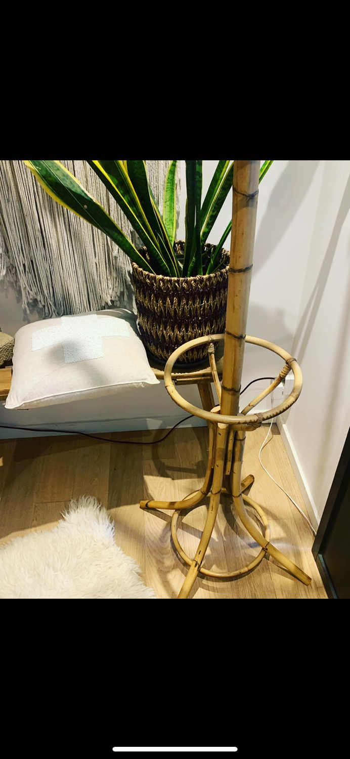 Vintage rattan coat rack