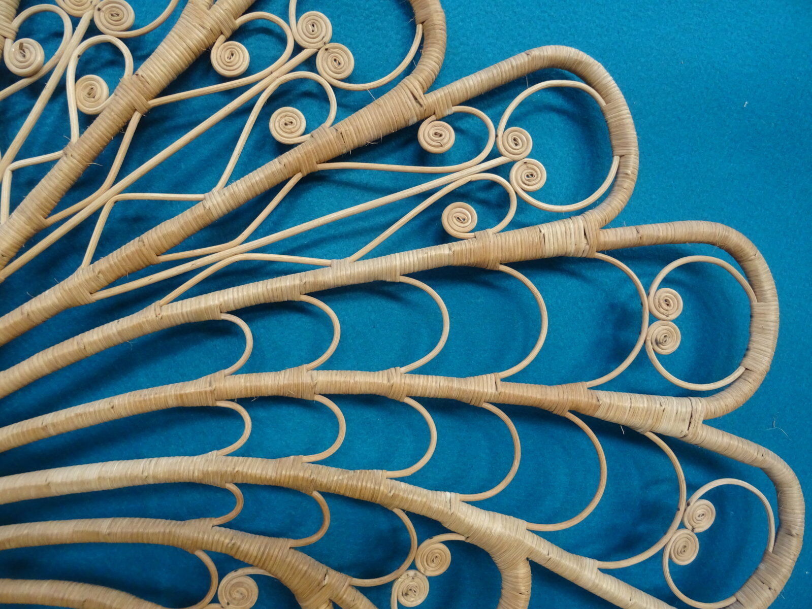 Peacock double rattan headboard