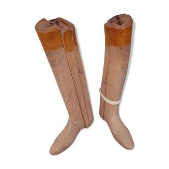 paire d'Anciennes Formes à bottes, en bois, pointure 38-40