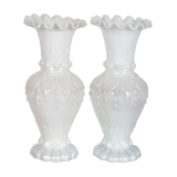 Baroque vases in white opaline