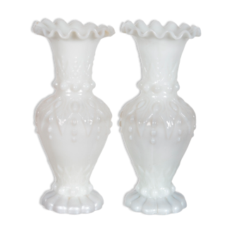 Baroque vases in white opaline