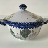 Earthenware bowl with lid from Charolles, village decoration.