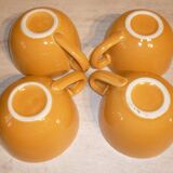 4 tasses céramique jaune et orangé
