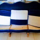 3 seater blue velvet sofa