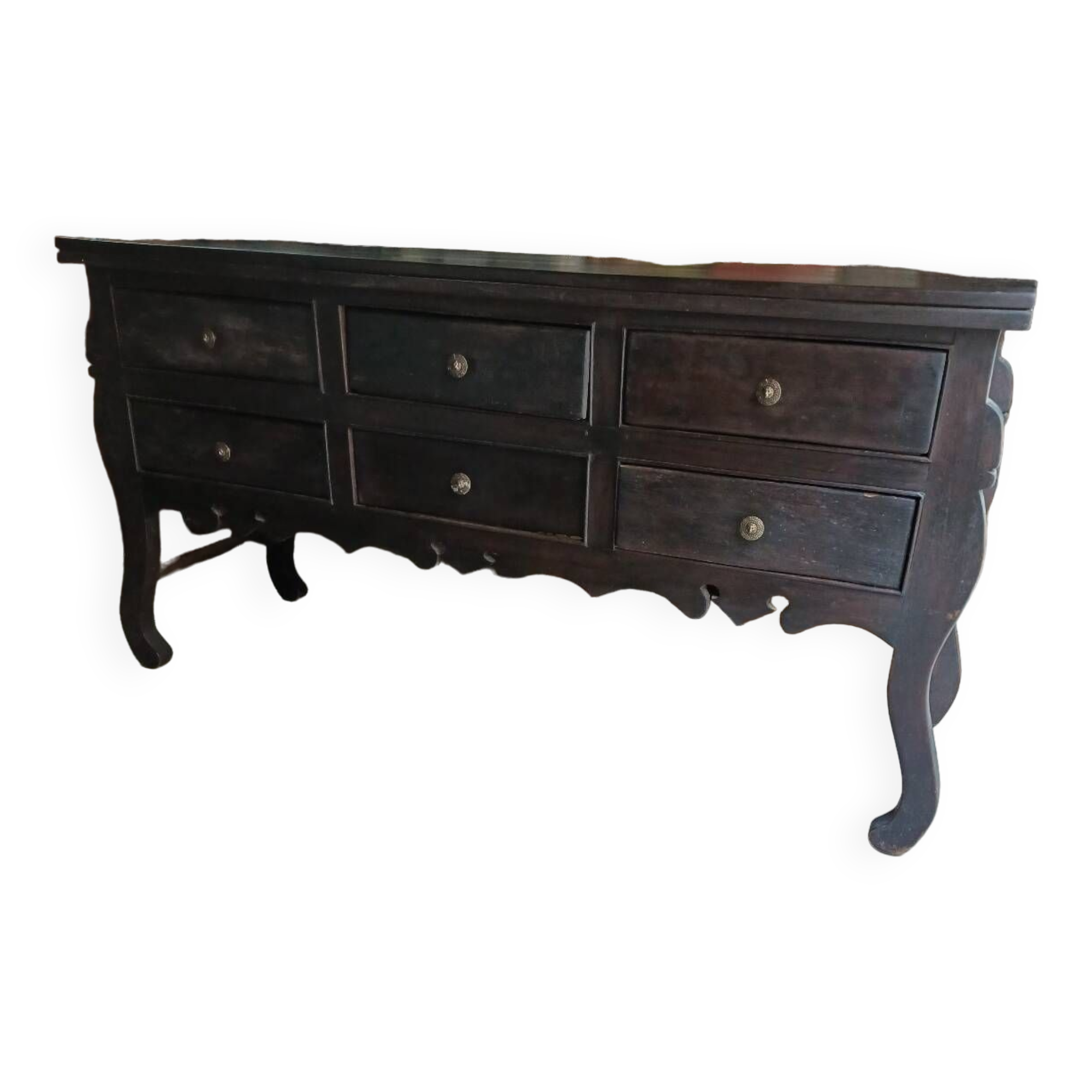 Six-drawer console table, African craftsmanship, Ivory Coast