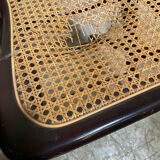 4 cane-seated solid wood folding chairs to be repaired.