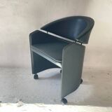 Italian leather armchair on casters by Matteo Grassi, 1990s