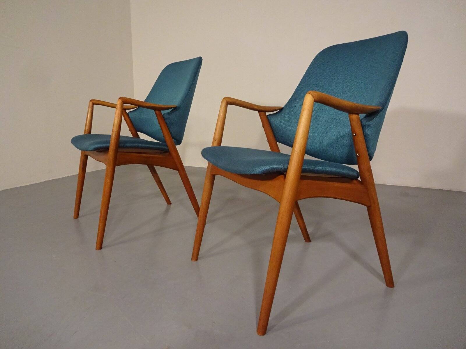 Set of Danish Beech Armchairs, 1960s