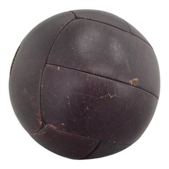 Vintage Mahagony Leather Medicine Ball, 1930's